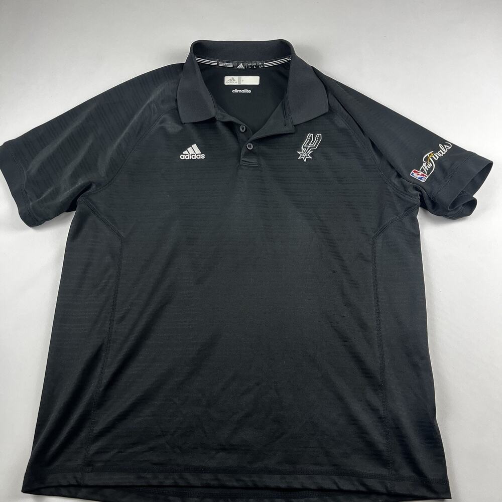 San Antonio Spurs Adidas ShortSleeve Dri Fit Polo Shirt Mens L Black The Finals